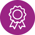 Icon of a ribbon within a circle