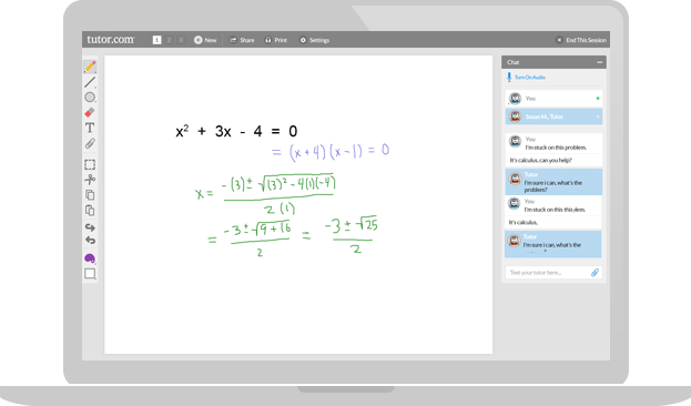 Algebra Online Tutoring Session